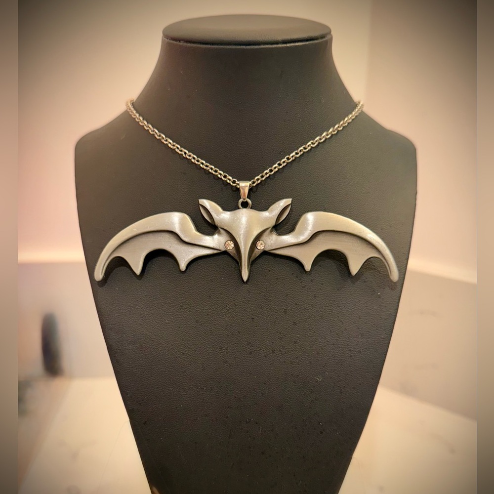 The Munsters Lily Munster Inspired Large Stainless Steel Bat Pendant With Chain